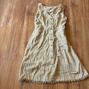 Cream Ruffled Knee-Length Sundress